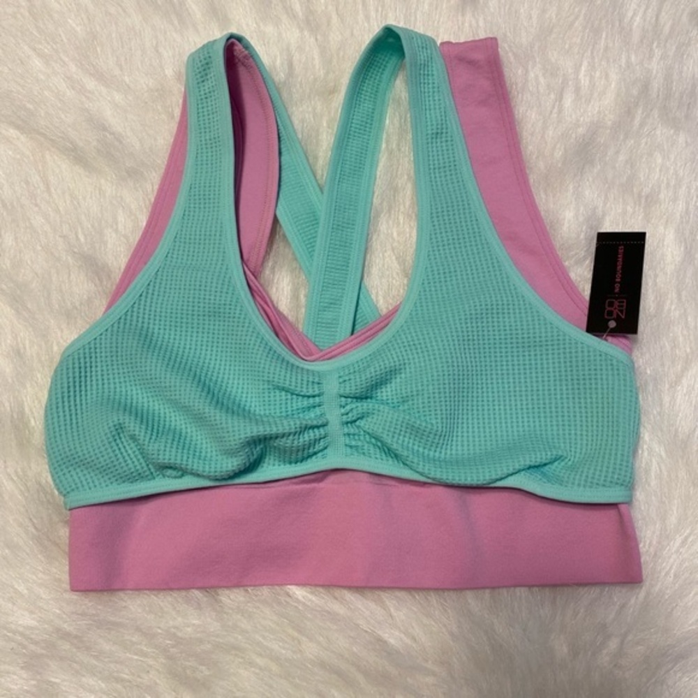 No Boundaries Bra Womens Juniors Size Medium Blue Purple Double Strap Bralette